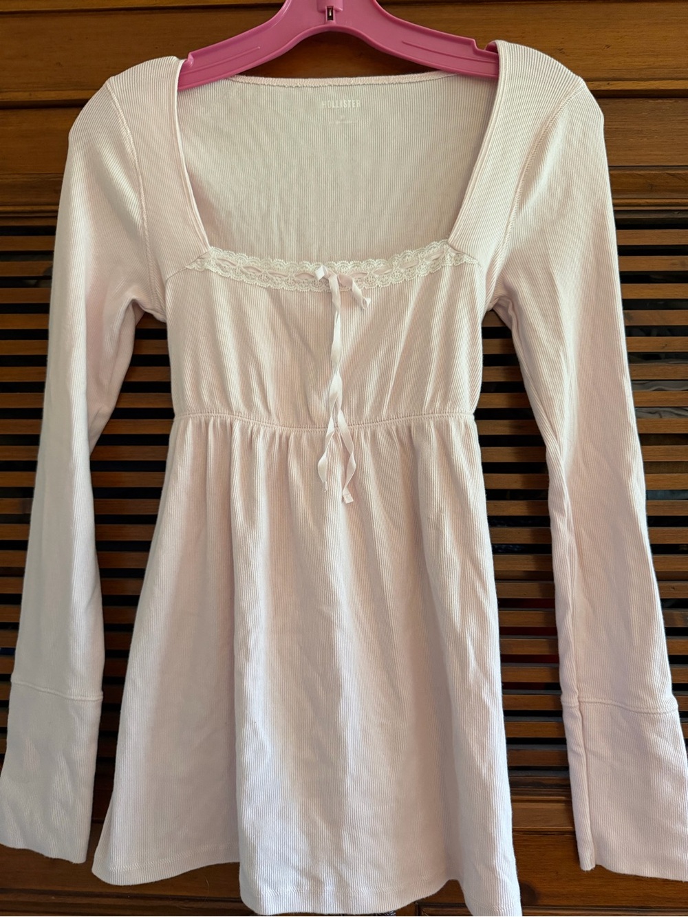 Hollister Light Pink Long-Sleeve Scoop Neck Babydoll Tunic